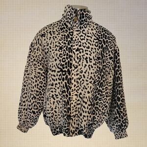 FUDA International Silk Zip-Up Jacket Size Small Y2K Leopard Print